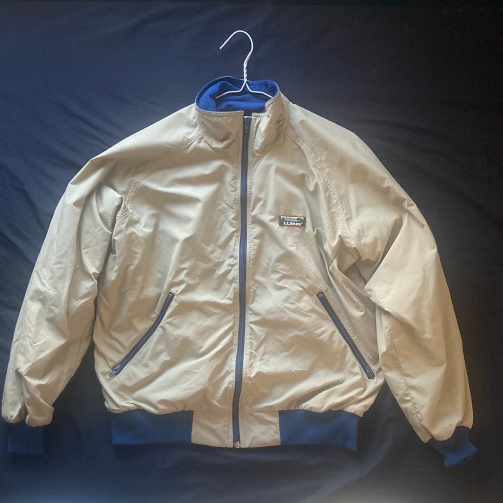 Men’s Large Vintage Tan L.L. Bean Puffer Jacket Full Zip